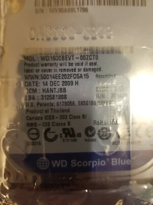 WD WD1600BEVT-00ZCT0 160GB 2.5" HD DCM: HANTJBB WD1600BEVT - Image 1 of 2