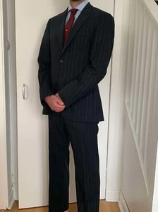 Traje de hombre VERSACE. Lana. Negro/carbón con rayas rosas W34 L30 - Imagen 1 de 7