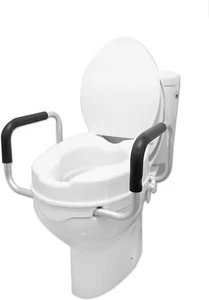 PEPE 4" Raised Toilet Seat with Handles & Lid – For Elderly or Disabled Adults - Picture 1 of 9