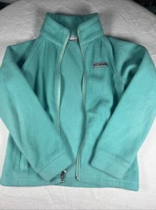 Columbia Fleece Girl's Small Aqua Blue Long Sleeve Full Zip Jacket Sweatshirt - Picture 1 of 8