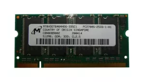 LAPTOP MEMORY 512MB,DDR,333,CL2.5 MT8VDDT6464HDG-335C1 PC2700S-2533-1-A1 - Picture 1 of 1