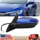 3Pin Driver Side Mirror Assembly Manual Fold Blue Cover For Honda Civic 2016-21