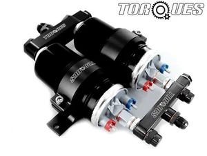 Conjunto de aluminio bomba de combustible doble Sytec OTP 044 AN-8 salida, AN-10 entradas - BLACk - Imagen 1 de 9