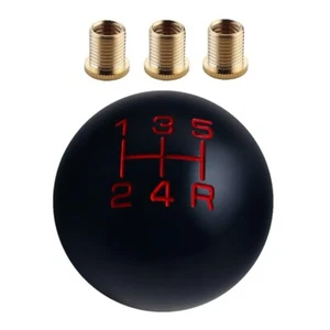 Universal 5 Speed Car Round Ball Gear Shift Knob With 3 Thread Adapters Black - Picture 1 of 4