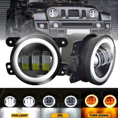 Set of 2 Clear Lens 4" INCH Fog Lights For 2007-09 Jeep Wrangler (JK) LH & RH - Image 1 of 4