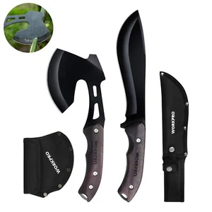WORKPRO Axe and Fixed Blade Knife Combo Set, w/ Nylon Sheath for Outdoor Camping - Picture 1 of 6
