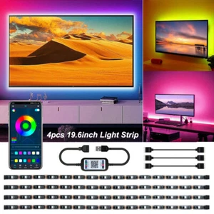 RGB TV LED Backlight Smart LED Strip Lights 4 pcs 50cm Bluetooth APP Sync USB - Picture 1 of 20
