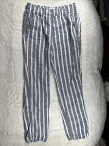 Pantalones Christian Siriano Pierna Recta Azul Rayas 100% Lino Talla Mediana - Imagen 1 de 12