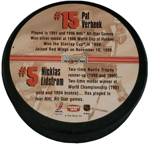 PAT VERBEEK #15 NICKLAS LIDSTROM #5 HOCKEYTOWN DETROIT RED WINGS PUCK NHL 🇸🇰 Cover