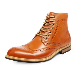 Men Dress Oxford Shoes Classic Wingtip Toe Zip Up Ankle Motorcycle Boots - Picture 1 of 10