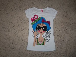 NEW GIRLS CUTE 4 U WHITE SHORT SLEEVE PAPARAZZI T/SHIRT SIZE 4 - Picture 1 of 1