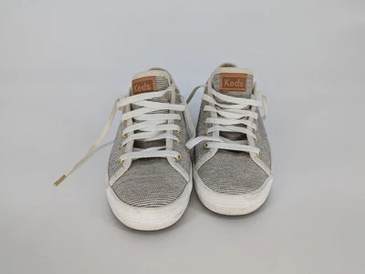 Zapatillas para mujer Keds talla 6,5 crema con rayas negras detalles dorados Foto 1 de 4