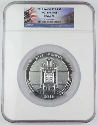 2010 Hot Springs America the Beautiful 5 Oz Silver Coin NGC MS69 PL Proof Like - Image 1 of 4