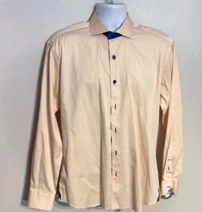 Maceoo shirt for Men "Wall Street Orange" (Light Peach) Large Navy Button - Picture 1 of 7