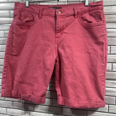 Pantalones Cortos De Colección Levis Para Mujer 16 Elastizados Denim Rosa Salmón Midi Jean Puños Y2K Foto 1 de 4