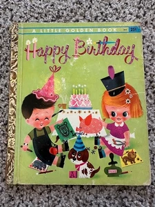 Vintage Little Golden Book HAPPY BIRTHDAY Uncut 1960 "B" HARD to FIND - Foto 1 di 14