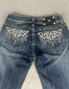 Miss Me Jeans Size 28 (30x33) JW5611B Boot Distressed Cowgirl Western Stretch - Picture 1 of 16