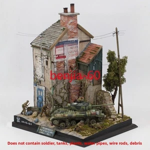 Diorama 1/35 Handmade Building Model Kits 3-Story Ruins House Wooden Scene DIY - Picture 1 of 9