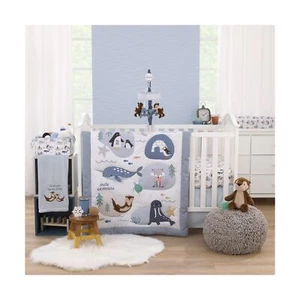 NoJo Arctic Adventure Light Blue, White, Taupe and Navy Whales, Walrus, and O... - Picture 1 of 10