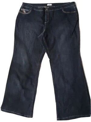 WOMAN'S AVENUE 5 POCKET EMBROIDERED DARK WASH DENIM JEANS.SZ 24W.REG.$$ 59.00 - Image 1 of 4