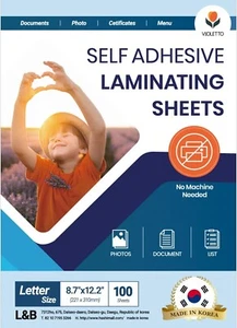Self Stick Laminating Sheets 8.5 x 11 Inches, 4mil, Pack of 100, No Heat, - Picture 1 of 7
