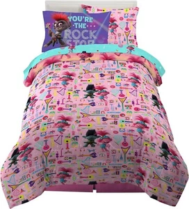 Trolls "Rock-in-Roll" Kids Reversible Twin Bed Set-AB0864NY92X2 - Picture 1 of 4