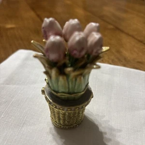 3454     TULIP BEJEWELED ENAMEL TRINKET BOX  ENCRUSTED WITH AUSTRIAN CRYSTALS    - Bild 1 von 5