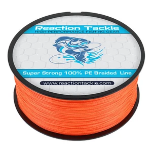 Reaction Tackle High Performance Braided Fishing Line / Braid - Hi Vis Orange - Picture 1 of 5