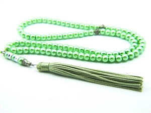 6mm x 99 Sea Green GLASS PEARL ISLAMIC PRAYER BEADS TASBIH MASBAHA GIFT - Picture 1 of 6