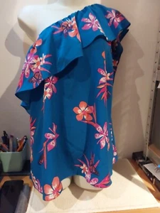 George. Blue Pattern One Shoulder Blouse. Size 14 - Picture 1 of 7