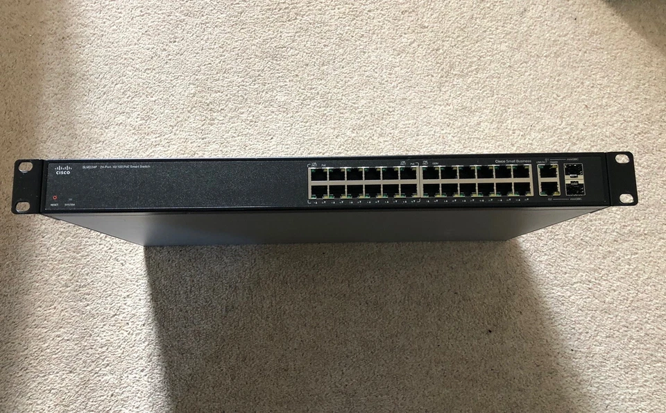 Cisco Catalyst WS-C3750V2-24PS-S 3750 V2 24 Port PoE Network Switch Rack Mounts - Image 1 of 4