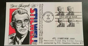 2000 General Joseph Stilwell Bernard Goldberg Hand Painted First Day Cover - Picture 1 of 2