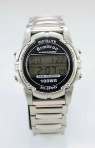 Armitron Men Watch Stretch Plastic Silver Chron Light Date 24hr 30m Batt Quartz - Picture 1 of 6