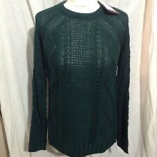 WOMENS Pull And Bear cable knit bottle green Jumper  RRP £29.99