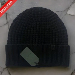 ALLSAINTS NEVADA GORRO NEGRO GRUESO TEJIDO UNISEX TALLA ÚNICA  - Imagen 1 de 5