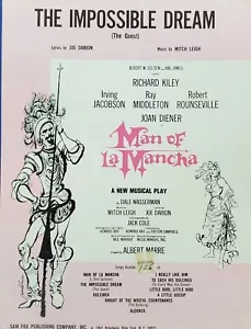 The Impossible Dream The Quest Man Of La Mancha Musical Piano Sheet Music g4 - Picture 1 of 2