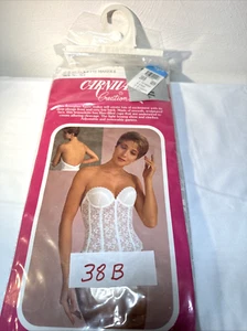 Vintage Carnival Full Figure Torsolette Bustier 38B No.313 White Lace Union Made USA - Bild 1 von 7