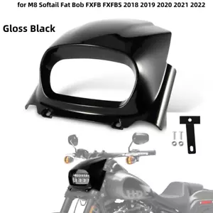 Máscara de carenado de faros negros apta para Harley M8 Softail Fat Bob 2018-2022 - Imagen 1 de 10