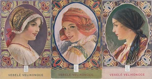 Lot 3 alte Postkarten Tschechische Volkstypen Schönheiten Portraits Muster - Bild 1 von 7