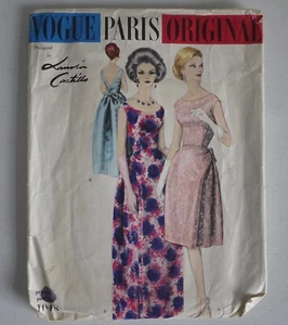 60er Jahre Vogue Paris Original Muster LANVIN CASTILLO Abendkleid Vintage # 1048 - Bild 1 von 5