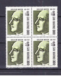 Francobolli San Marino 1982 Pionieri Scienza 300 L. MNH QUARTINA SAS1097 - Picture 1 of 1