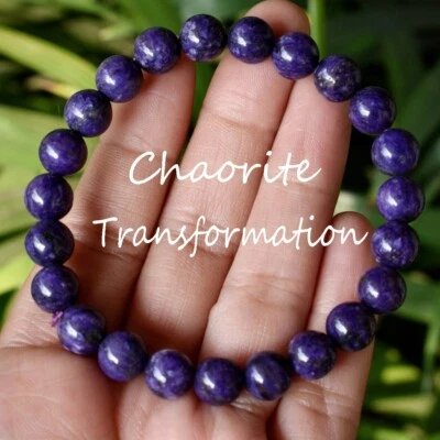 Natural Charoite Stone Bracelet Purple Gemstone Stretch Bracelet Handmade - Image 1 of 3