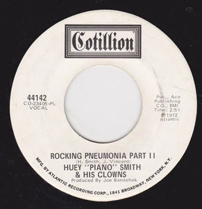 HUEY SMITH & CLOWNS - "ROCKING PNEUMONIA - Parts 1 & 2"   on COTILLION  (M-) - Picture 1 of 2