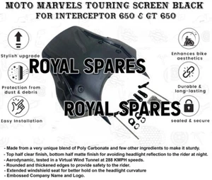"MOTO MARVELS TOURING SCREEN BLACK" FIT FOR ROYAL ENFIELD INTERCEPTOR & GT 650 - Picture 1 of 18
