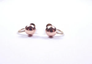 Pendientes traseros atornillados de oro 9 quilates oro rosa antiguos - Imagen 1 de 5