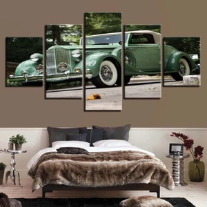 Retro Green Car Sport Car Canvas Prints Painting Wall Art Home Decor Poster 5PCS - Picture 1 of 5