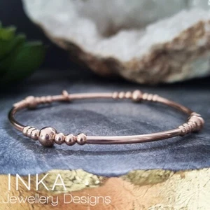 Rose Gold Stacker Bracelet Beaded Stretch Noodle Bracelet By INKA - Picture 1 of 7