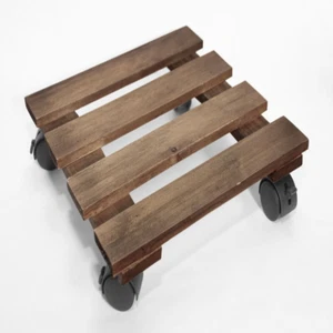 Plant Caddy Wooden,12 Inch Dark Color Wood Duty Square Plant Dolly Roller - Picture 1 of 5