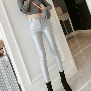Ladies Faux Leather Pants Trousers Leggings PU Slim High Waist Skinny Sexy Black - Picture 1 of 14