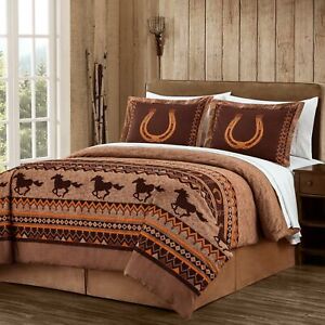 Chezmoi Collection 7-Piece Southwestern Wild Horses Bed in a Bag Comforter Set